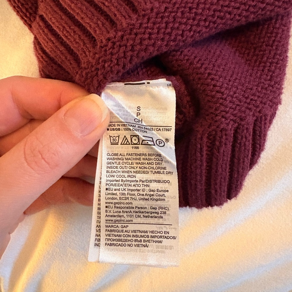 Burgundy 100% Cotton Cardigan Sweater - Picture 3 of 3